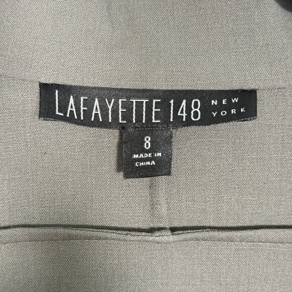 Lafayette 148 New York Wool Shirt Dress Size 8 Grey Minimalist Utility Midi - Picture 4 of 8